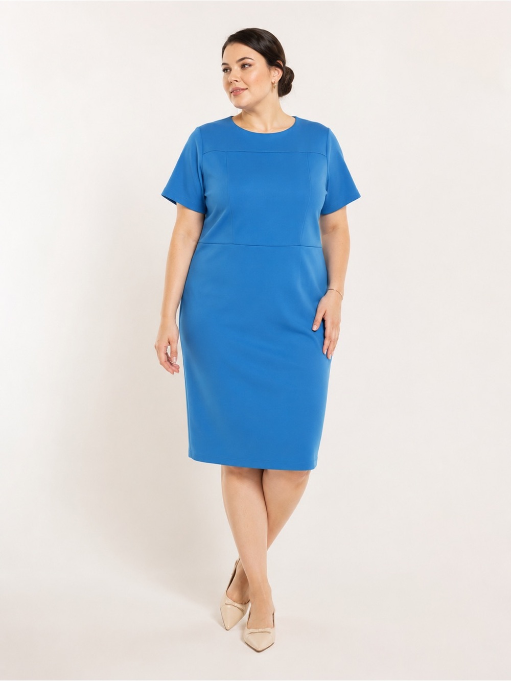 Alexia Admor scuba mini sheath dress blue short sleeve Kristina dress knee lengt